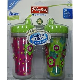 Playtex BPA FREE Twist n Click 2 Spill Proof Cups 9 oz - girl colors