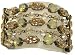 Creations Georgianni 14K Antique Gold Plated Stretch Multi-Strand Bracelet Accented with Faceted Beads, Large Champagne and White Opal Marquise and Round Swarovski Crystals