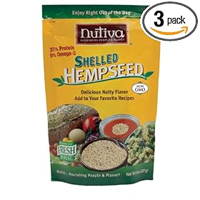 Nutiva Shelled Hempseed, 8-Ounce Bag (Pack of 3)