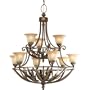 Progress Lighting P4021-120 Nine-Light Two-Tier Chandelier with Antique Etched Seeded Glass, Gilded Truffle