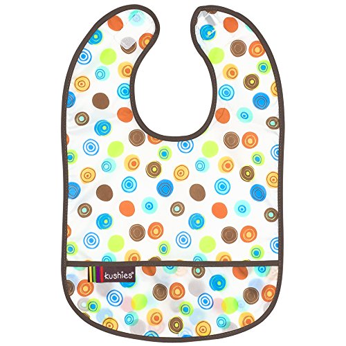 Kushies Waterproof Bib, White Circle, Infant