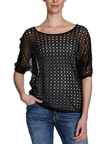 VERO MODA Damen T-Shirt, 10083750 DD MERCI 2/4 TOP, Gr. 36 (S), Schwarz (BLACK) Preisvergleich