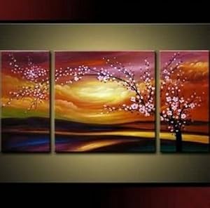 Plum Tree Blossom 100% Hand Painted Abstract Wall Canvas Art Sets Painting for Home Decoration Oil Painting Modern Art Large Canvas Wall Art Free Shipping 3 Piece Canvas Art Unstretch and No Frame