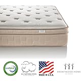 Brentwood Home Finale 10-Inch Eurotop 3-Zone Wrapped Spring Mattress, 100% Made in USA, CertiPUR, Natural Wool Layer, Beige, King Size