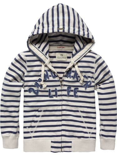 Scotch Shrunk Jungen Hemd 12411240502 - hooded cardigan with feltpathes, Gr. 128 (8), Mehr Preisvergleich