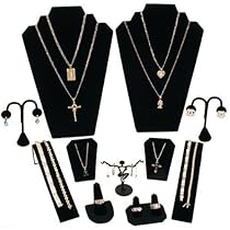 11 Pc Set Black Velvet Jewelry Displays Busts Bonus New