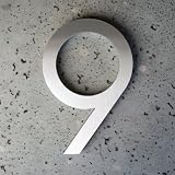 Modern House Number Aluminum Modern Font Number Nine 