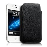 vau UltraSlim Case - schwarz - Premium Leder-Tasche, Etui f�r Apple iPhone 4S / 4von "vau"