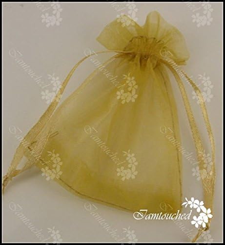 Ainest 25/100 pcs Organza Gift Bags Pouches Wedding Favour Sheer Jewelry Candy Bags Lot Gold7*9cm Small Bags 25PCS