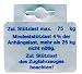 Produkt-Bild: Hinweisschild ?Mind. St&uuml;tzlast?, 75 kg, Alu-Klebefolie Ma&szlig;e: 74 x 52 mm Farbe: blaue Schrift
