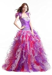 Sweetheart Crystal Sequined Beaded Lace-Up Cap Sleeves Organza Evening Dress/Prom Dress/Quinceanera Dress/Party Dress 