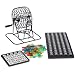 Grand Bingo Set with 8" Black Metal Cage, Plastic Balls and Holders, Reusable Cards and Plastic Markers