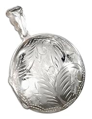 Sterling Silver Large Puffed Etched Round Locket
