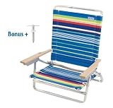 Rio High Back Beach Chair - 5 position LayFlat Model #1205 - Bonus Free Sand Anchor