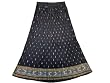 Ethnic Golden Block Print Full Ankle Length Blue Boho Crinkled Ladies Long Skirt India 36 Inch