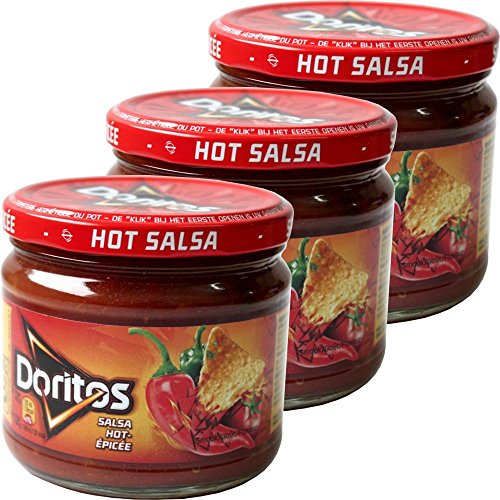 Doritos Nacho Chips Dip Sauce Hot Salsa 3 x 326g Glas