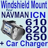 AUTOMOTIVE NAVIGATION KIT / SUCTION CUP MOUNT / CAR MOUNTING KIT + CAR CHARGER FOR NAVMAN ICN-610, ICN-620, ICN-630, ICN-635, ICN-650 GPS NAVIGATORS, FAST SHIPPING, BRAND NEW, HIGH QUALITY ITEM