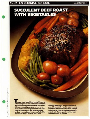 McCall's Cooking School Recipe Card (Main Dishes 31 - Pot Roast In Red Wine With Baked Stuffed Onions) (Replacement Recipage / Recipe Card for 3-Ring Binders) Marianne Langan and Lucy Wing