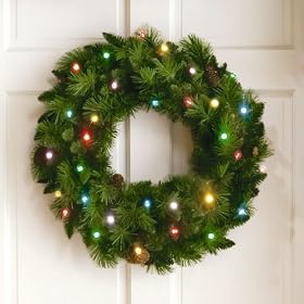 24" Cordless LED Pre-Lit Christmas Wreath