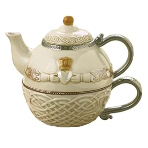 Grasslands Road Celtic 16-Ounce Claddagh Stacking Tea For One Teapot with Teacup Gift Boxed