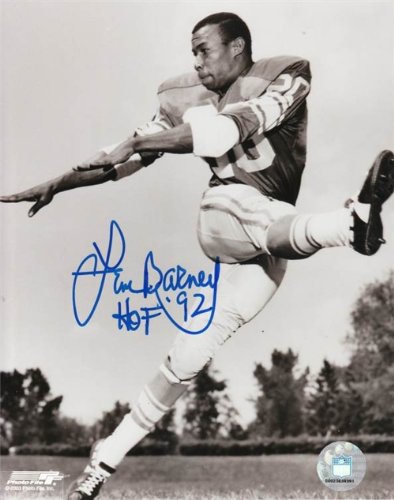 Lem Barney Autographed/Hand Signed Detroit Lions 8x10 Photo with HOF 92 Inscription (Pose 1)