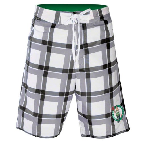 Boston Celtics Plaid Print Swim Trunks