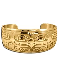 14K Yellow Gold Northwest Coast Native American Eagle Bracelet. Made in USA.
