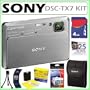 Sony DSCTX7 DSC-TX7 10.2MP CMOS Digital Camera with 4x Optical Zoom with Optical Steady Shot Image Stabilization and 3.5-inch Touch Screen LCD in Silver + 4GB Accessory Kit