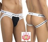 PPU Alpha Male Jockstrap Sexy Men's Underwear - Black & Original Artwork Chinese Love Spell Symbol Pocket Card Gift Set