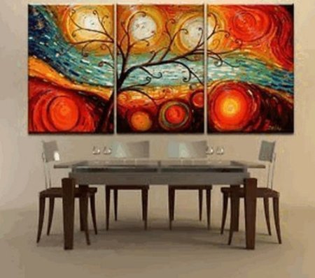 Colorful Tree Modern Abstract 100% Hand Painted Oil Painting on Canvas Wall Art Deco Home Decoration (Unstretch No Frame)