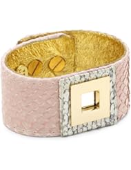Ted Rossi "Sorbet Shine" Python and Metal Square Soft Cuff Bracelet