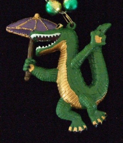 Party Gator Second Line Mardi Gras Bead Necklace Spring Break Cajun Carnival Festival New Orleans Beads