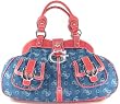 Guess Primary Oversized Framed Satchel in Blue Denim / Red