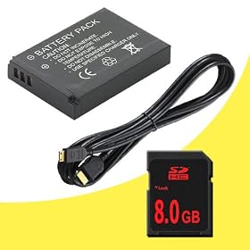 Leica V-LUX 40, V-LUX 30, V-LUX 20 Digital Cameras BP-DC7 Lithium Ion Replacement Battery + 8GB SDHC Class 10 Memory Card + Mini HDMI Cable DavisMAX DC7 Battery Bundle
