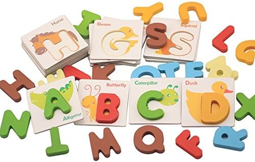 Little SmariteTM Learning Alphabet and Animal Preschool ABC Wooden Puzzle with Cardboard