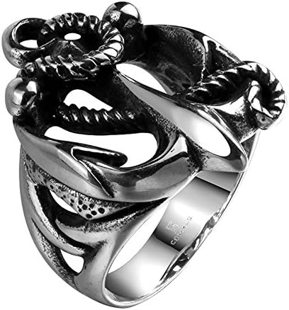 Vikis Fashion Jewelry Punk Rock Gothic Mens Stainless Steel Anchor and Rope Nautical Band Ring Size 10