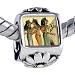 Pandora Style Bead Egyptian Musicians Photo Flower European Charm Bead Fits Pandora Bracelet