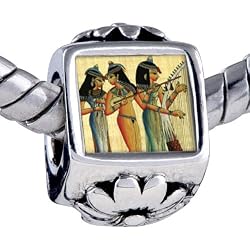 Pugster Pandora Style Bead Egyptian Musicians Photo Flower European Charm Bead Fits Pandora Bracelet
