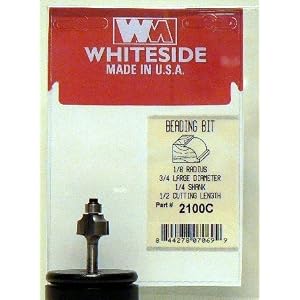 PART #2100C CARBIDE-TIP 2 FLUTE BEADING BIT W BALL BEARING GUIDE 1 8 RADIUS X 3 4 DIA X 1... by Whiteside