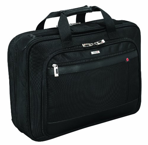 SOLO Classic Collection Laptop Portfolio with Smart Strap, Holds Notebook Computer up to 15.4 Inches, Black, PT434-4