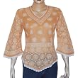 Comfort Clothing Womens Yellow Top Kurti Dress in India Chikan Embroidery Size M