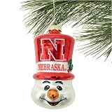 Nebraska Cornhuskers Top Hat Snowman Blown Glass Ornament