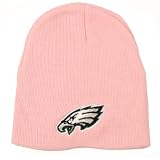 Philadelphia Eagles Uncuffed Embroidered Logo Winter Knit Beanie Hat - Pink