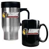Chicago Blackhawks NHL Stainless Steel Travel Mug and Black Ceramic Mug Set