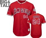 Dan Haren Jersey: Big & Tall Majestic Alternate Scarlet Authentic Los Angeles Angels of Anaheim Jersey