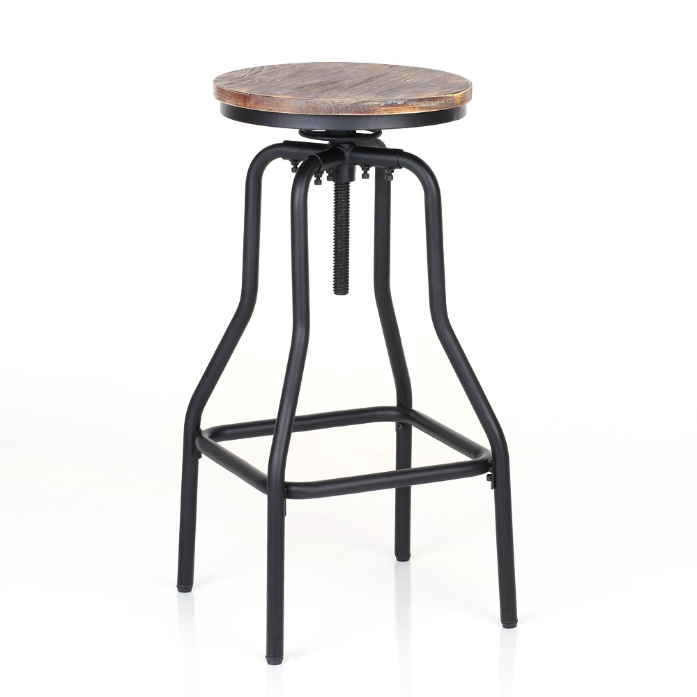 IKAYAA Adjustable Height Swivel Bar Stool Chair Kitchen Dining