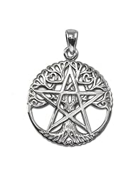 Sterling Silver Cut Out Tree Pentacle Pentagram Pendant by Dryad Design