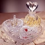 4 Piece Crystal Heart Vanity Set - Perfume Bottle, Ring Holder, Jewelry Box