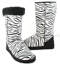 Zebra Suede Fleece Shearling Winter Boots Women---Vegan Friendly!