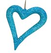 Jazzy Blue Glitter Asymmetrical Heart Christmas Ornament